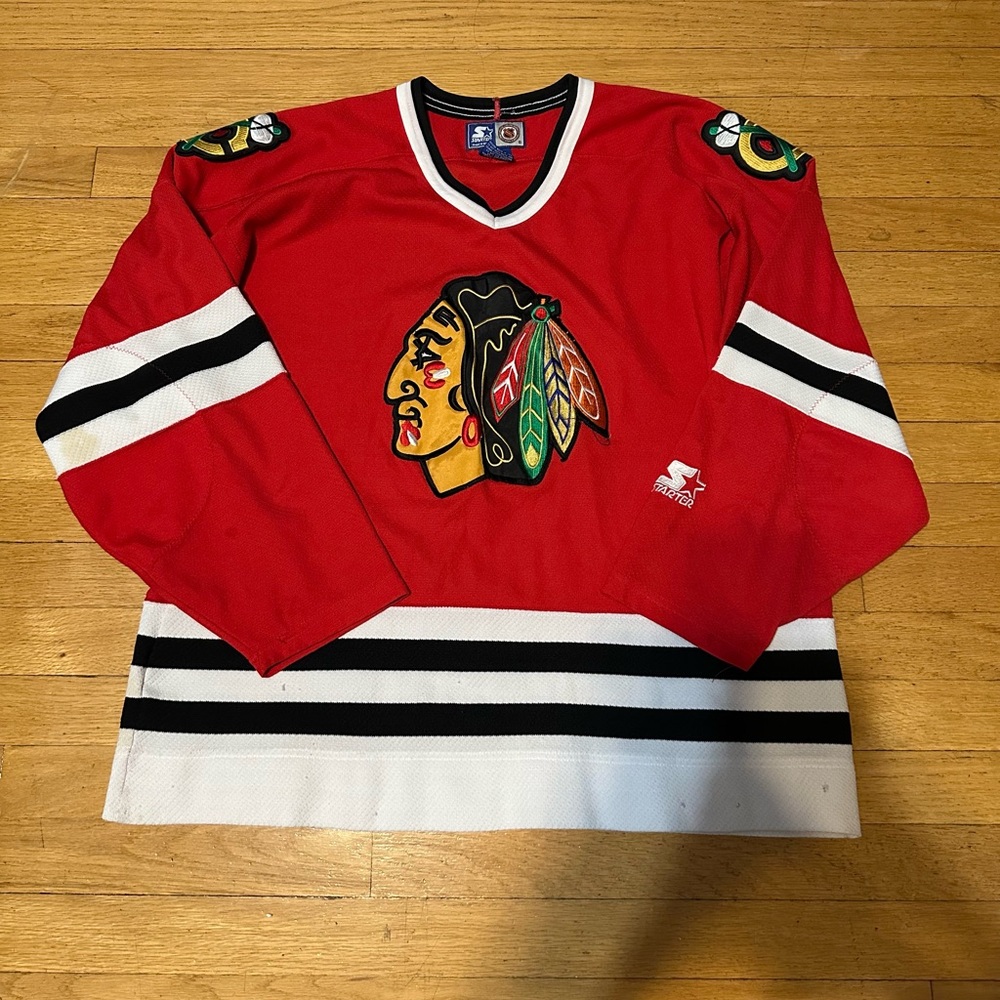 Vintage Chicago Blackhawks Starter Jersey XL NHL Red Hockey Jersey